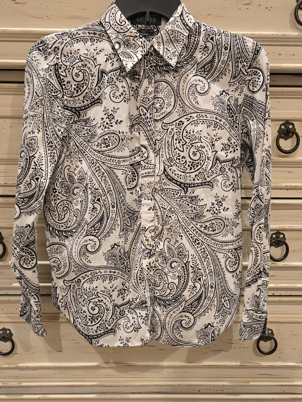 Ralph Lauren Black & White Paisley Button-Down Shirt